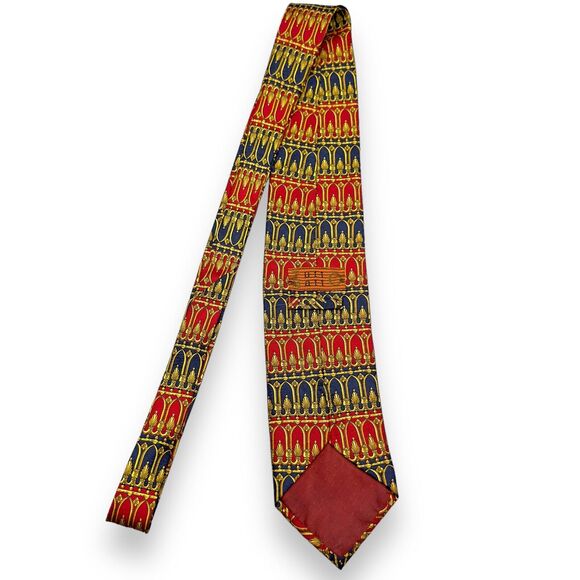 Tutto Matto Mens Silk Dress‎ Tie Made in Italy Gold Geometric Pattern 60 3.75 - Picture 3 of 10